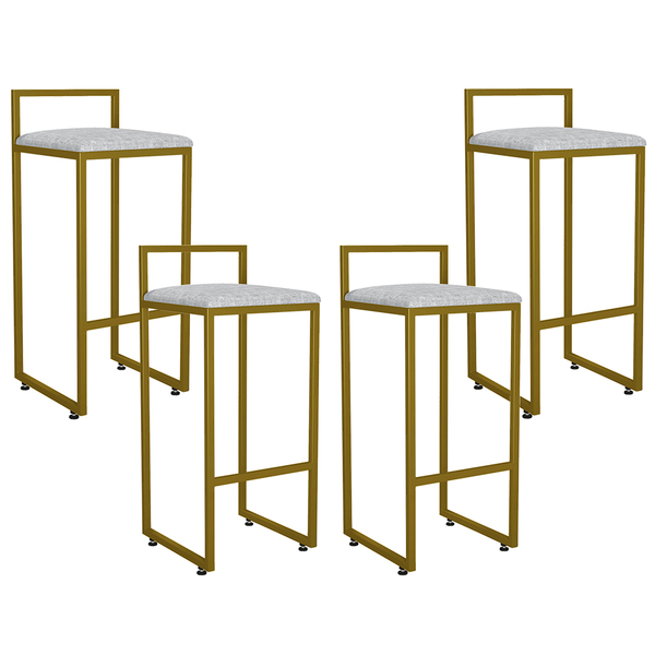 Kit 04 Banquetas Altas Para Cozinha Sala De Jantar Hanna L02