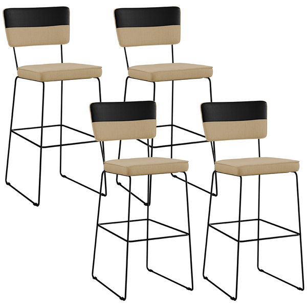 Kit 04 Banquetas Altas Sala De Jantar Allana L02 Faixa Facto