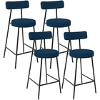 Kit 04 Banquetas Baixa Bar Cozinha Sala De Jantar Em Aço Milã