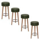 Kit 04 Banquetas Baixa Cozinha Paris Estofada D-33 Pés De Mad