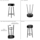 Kit 04 Banquetas Baixa Cozinha Paris Estofada D-33 Pés De Mad