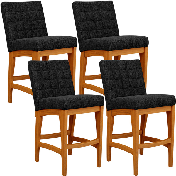 Kit 04 Banquetas Baixa Para Cozinha Bancada Bar Sala Jantar F