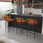 Kit 04 Banquetas Costela Corano Base Metálica Preto J01 - D'r