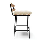 Kit 04 Banquetas Costela Corino Bege Base Metálica Preto M11