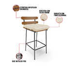 Kit 04 Banquetas Costela Corino Bege Base Metálica Preto M11