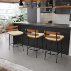 Kit 04 Banquetas Costela Linho Base Metálica Preto J01 - D'ro