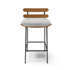 Kit 04 Banquetas Costela Linho Cinza A05 Base Metálica Preto