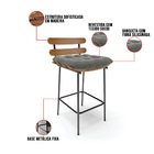 Kit 04 Banquetas Costela Suede Base Metálica Preto - D'rossi