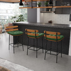 Kit 04 Banquetas Costela Suede Base Metálica Preto J01 - D'ro