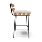 Kit 04 Banquetas Costela Suede Bege Base Metálica Preto - D'r