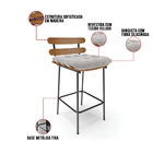 Kit 04 Banquetas Costela Veludo Base Metálica Preto J01 - D'r