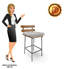 Kit 04 Banquetas Costela Veludo Cinza Base Metálica Preto - D