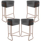 Kit 04 Banquetas Decorativas Fixa Base De Aço Cobre Betina D0