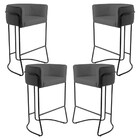 Kit 04 Banquetas Decorativas Fixa Base De Aço Preto Betina D0