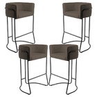 Kit 04 Banquetas Decorativas Fixa Base De Aço Preto Betina D0