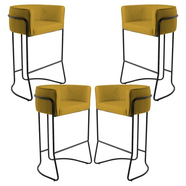 Kit 04 Banquetas Decorativas Fixa Base De Aço Preto Betina D0