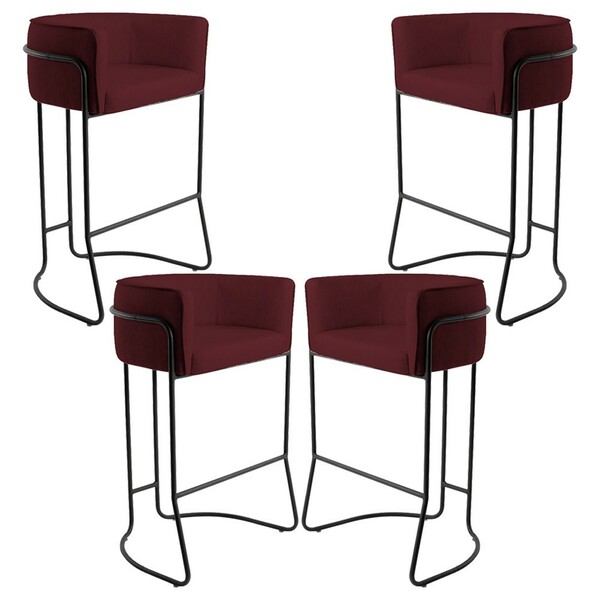 Kit 04 Banquetas Decorativas Fixa Base De Aço Preto Betina D0