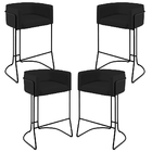 Kit 04 Banquetas Decorativas Fixa Base De Aço Preto Betina D0