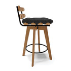 Kit 04 Banquetas Giratória Costela Corino Base Madeira Ma70 J