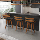 Kit 04 Banquetas Giratória Costela Corino Base Madeira Ma70 J