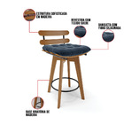 Kit 04 Banquetas Giratória Costela Suede Azul Marinho Base Ma