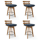 Kit 04 Banquetas Giratória Costela Suede Azul Marinho Base Ma