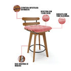 Kit 04 Banquetas Giratória Costela Suede Base Madeira Ma70 J0