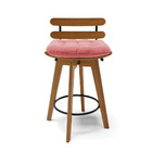 Kit 04 Banquetas Giratória Costela Suede Base Madeira Ma70 J0