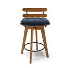 Kit 04 Banquetas Giratória Costela Suede Base Madeira Ma70 J0