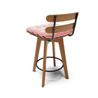 Kit 04 Banquetas Giratória Costela Suede Base Madeira Ma70 J0