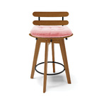 Kit 04 Banquetas Giratória Costela Suede Base Madeira Ma70 J0