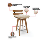 Kit 04 Banquetas Giratória Costela Suede Base Madeira Ma70 J0