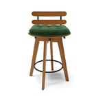 Kit 04 Banquetas Giratória Costela Suede Base Madeira Ma70 J0