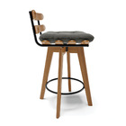 Kit 04 Banquetas Giratória Costela Suede Base Madeira Ma70 J0