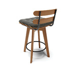 Kit 04 Banquetas Giratória Costela Suede Base Madeira Ma70 J0