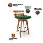 Kit 04 Banquetas Giratória Costela Suede Verde Base Madeira M