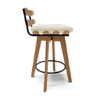 Kit 04 Banquetas Giratória Costela Veludo Base Madeira Ma70 J