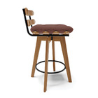 Kit 04 Banquetas Giratória Costela Veludo Base Madeira Ma70 J