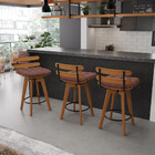 Kit 04 Banquetas Giratória Costela Veludo Base Madeira Ma70 J