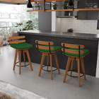 Kit 04 Banquetas Giratória Costela Veludo Luxo Verde A136 Bas