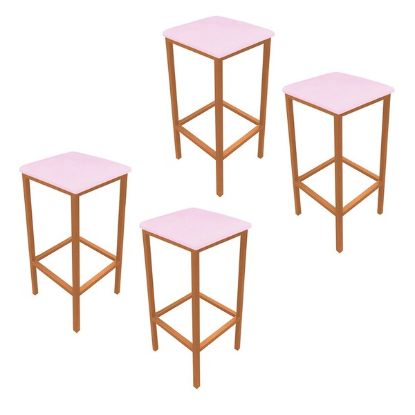 Kit 04 Banquetas Industrial Donna Suede Base Cobre D'rossi -