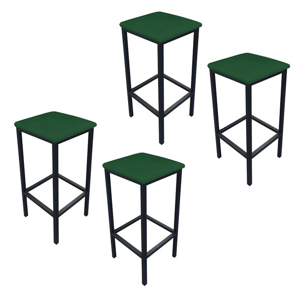 Kit 04 Banquetas Industrial Donna Suede Base Preto D'rossi -