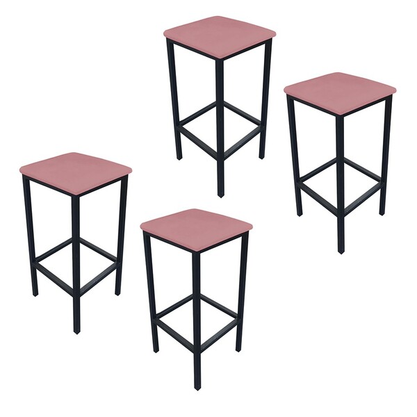 Kit 04 Banquetas Industrial Donna Suede Base Preto D'rossi -