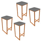 Kit 04 Banquetas Industrial Donna Suede Grafite Base Cobre D'