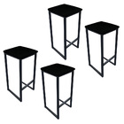 Kit 04 Banquetas Industrial Donna Suede Preto Base Preto D'ro