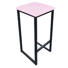 Kit 04 Banquetas Industrial Donna Suede Rosa Bebê Base Preto