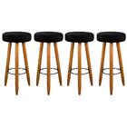 Kit 04 Banquetas Para Cozinha Alta Camila Tecido Preto