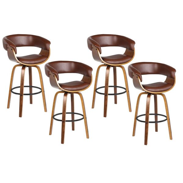 Kit 04 Banquetas Para Cozinha Giratória Brenna Base Madeira P