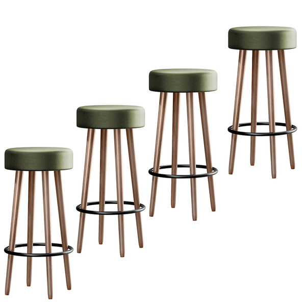 Kit 04 Banquetas Redondas Industrial Líbia Corano Verde - D'r