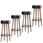 Kit 04 Banquetas Redondas Libia Corano Preto  S02 - D'rossi